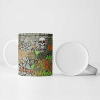Yeah Nah Graffiti Skull New Zealand Slang Ceramic Mug Kiwi Grunge Brick Wall and Bold Urban Street Art TS04 - Polynesian Pride