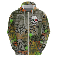 Yeah Nah Graffiti Skull New Zealand Slang Hoodie Kiwi Grunge Brick Wall and Bold Urban Street Art TS04 - Polynesian Pride