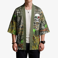 Yeah Nah Graffiti Skull New Zealand Slang Kimono Kiwi Grunge Brick Wall and Bold Urban Street Art TS04 - Polynesian Pride