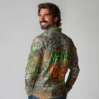 Yeah Nah Graffiti Skull New Zealand Slang Long Sleeve Polo Shirt Kiwi Grunge Brick Wall and Bold Urban Street Art TS04 - Polynesian Pride