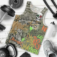 Yeah Nah Graffiti Skull New Zealand Slang Men Tank Top Kiwi Grunge Brick Wall and Bold Urban Street Art TS04 - Polynesian Pride