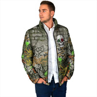 Yeah Nah Graffiti Skull New Zealand Slang Padded Jacket Kiwi Grunge Brick Wall and Bold Urban Street Art TS04 - Polynesian Pride