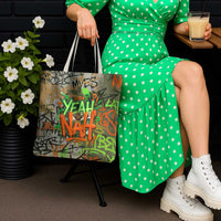 Yeah Nah Graffiti Skull New Zealand Slang Tote Bag Kiwi Grunge Brick Wall and Bold Urban Street Art TS04 - Polynesian Pride