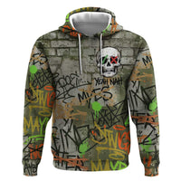 Yeah Nah Graffiti Skull New Zealand Slang Zip Hoodie Kiwi Grunge Brick Wall and Bold Urban Street Art TS04 Pullover Hoodie Multicolor - Polynesian Pride