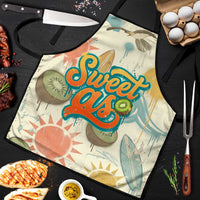 NZ Slang Sweet As Kiwi Shaka Sign Apron New Zealand Surfboards Sun and Tropical Beach Retro TS04 Beige - Polynesian Pride