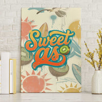 NZ Slang Sweet As Kiwi Shaka Sign Canvas Wall Art New Zealand Surfboards Sun and Tropical Beach Retro TS04 Without Frame Beige - Polynesian Pride