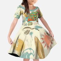NZ Slang Sweet As Kiwi Shaka Sign Family Matching Mermaid Dress and Hawaiian Shirt New Zealand Surfboards Sun and Tropical Beach Retro TS04 Daughter's Dress Beige - Polynesian Pride