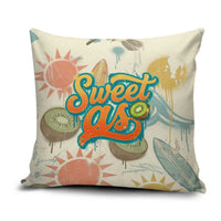 NZ Slang Sweet As Kiwi Shaka Sign Pillow Cover New Zealand Surfboards Sun and Tropical Beach Retro TS04 Beige - Polynesian Pride