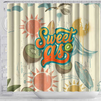 NZ Slang Sweet As Kiwi Shaka Sign Shower Curtain New Zealand Surfboards Sun and Tropical Beach Retro TS04 - Polynesian Pride