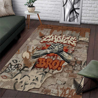 Choice Bro Graffiti Handshake Area Rug New Zealand Slang Fern Brick Wall and Urban Street Art TS04 Multicolor - Polynesian Pride
