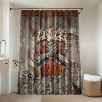 Choice Bro Graffiti Handshake Bathroom Set New Zealand Slang Fern Brick Wall and Urban Street Art TS04 Shower Curtain Only Multicolor - Polynesian Pride