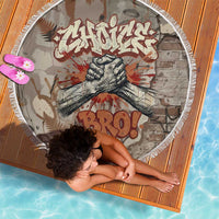 Choice Bro Graffiti Handshake Beach Blanket New Zealand Slang Fern Brick Wall and Urban Street Art TS04 - Polynesian Pride
