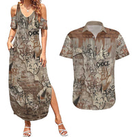 Choice Bro Graffiti Handshake Couples Matching Summer Maxi Dress and Hawaiian Shirt New Zealand Slang Fern Brick Wall and Urban Street Art TS04 Multicolor - Polynesian Pride