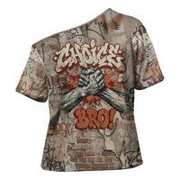 Choice Bro Graffiti Handshake Cross Shoulder Shirt New Zealand Slang Fern Brick Wall and Urban Street Art TS04 - Polynesian Pride