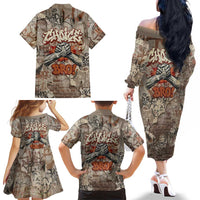 Choice Bro Graffiti Handshake Family Matching Off The Shoulder Long Sleeve Dress and Hawaiian Shirt New Zealand Slang Fern Brick Wall and Urban Street Art TS04 - Polynesian Pride