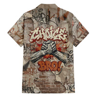 Choice Bro Graffiti Handshake Family Matching Off Shoulder Short Dress and Hawaiian Shirt New Zealand Slang Fern Brick Wall and Urban Street Art TS04 - Polynesian Pride