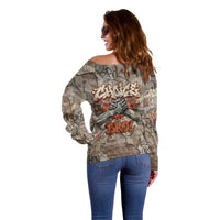 Choice Bro Graffiti Handshake Off Shoulder Sweater New Zealand Slang Fern Brick Wall and Urban Street Art TS04 - Polynesian Pride