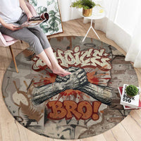 Choice Bro Graffiti Handshake Round Carpet New Zealand Slang Fern Brick Wall and Urban Street Art TS04 - Polynesian Pride