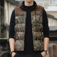 Choice Bro Graffiti Handshake Sleeveless Puffer Jacket New Zealand Slang Fern Brick Wall and Urban Street Art TS04 - Polynesian Pride