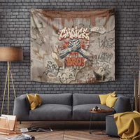 Choice Bro Graffiti Handshake Tapestry New Zealand Slang Fern Brick Wall and Urban Street Art