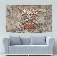 Choice Bro Graffiti Handshake Tapestry New Zealand Slang Fern Brick Wall and Urban Street Art