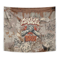 Choice Bro Graffiti Handshake Tapestry New Zealand Slang Fern Brick Wall and Urban Street Art