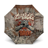 Choice Bro Graffiti Handshake Umbrella New Zealand Slang Fern Brick Wall and Urban Street Art TS04 One Size Folded 11.42 inch Opened Diameter 37.4 inch Multicolor - Polynesian Pride