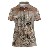 Choice Bro Graffiti Handshake Women Polo Shirt New Zealand Slang Fern Brick Wall and Urban Street Art TS04 Female Multicolor - Polynesian Pride