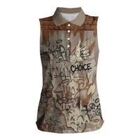 Choice Bro Graffiti Handshake Women Sleeveless Polo Shirt New Zealand Slang Fern Brick Wall and Urban Street Art TS04 Female Multicolor - Polynesian Pride