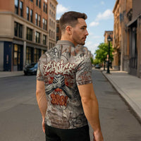 Choice Bro Graffiti Handshake Zipper Polo Shirt New Zealand Slang Fern Brick Wall and Urban Street Art TS04 - Polynesian Pride