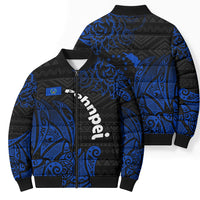 Pohnpei Federated States Of Micronesia Bomber Puffer Jacket Polynesian Tribal Heritage Art With Blue Island Tattoo Patterns TS04 - Polynesian Pride