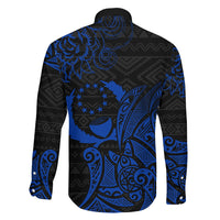 Pohnpei Federated States Of Micronesia Family Matching Off The Shoulder Long Sleeve Dress and Hawaiian Shirt Polynesian Tribal Heritage Art With Blue Island Tattoo Patterns TS04 - Polynesian Pride