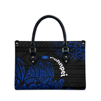 Pohnpei Federated States Of Micronesia Leather Bag Polynesian Tribal Heritage Art With Blue Island Tattoo Patterns TS04 - Polynesian Pride