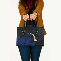 Pohnpei Federated States Of Micronesia Leather Bag Polynesian Tribal Heritage Art With Blue Island Tattoo Patterns TS04 - Polynesian Pride