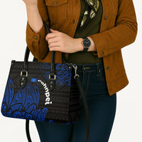 Pohnpei Federated States Of Micronesia Leather Bag Polynesian Tribal Heritage Art With Blue Island Tattoo Patterns TS04 - Polynesian Pride