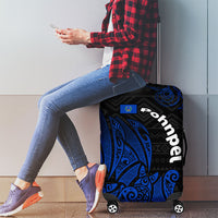 Pohnpei Federated States Of Micronesia Luggage Cover Polynesian Tribal Heritage Art With Blue Island Tattoo Patterns