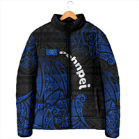 Pohnpei Federated States Of Micronesia Padded Jacket Polynesian Tribal Heritage Art With Blue Island Tattoo Patterns TS04 - Polynesian Pride