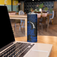 Pohnpei Federated States Of Micronesia Skinny Tumbler Polynesian Tribal Heritage Art With Blue Island Tattoo Patterns TS04 - Polynesian Pride