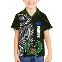 Pohnpei Federated States Of Micronesia Family Matching Mermaid Dress and Hawaiian Shirt Polynesian Tribal Heritage Art With Kaselehlie State Seal TS04 Son's Shirt Green White - Polynesian Pride