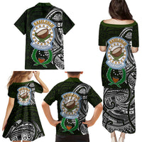 Pohnpei Federated States Of Micronesia Family Matching Puletasi and Hawaiian Shirt Polynesian Tribal Heritage Art With Kaselehlie State Seal TS04 - Polynesian Pride