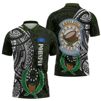 Pohnpei Federated States Of Micronesia Zipper Polo Shirt Polynesian Tribal Heritage Art With Kaselehlie State Seal TS04 - Polynesian Pride