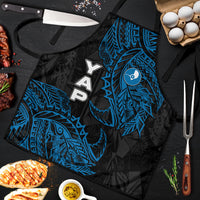 Yap Island Tribal Heritage Apron Micronesian Polynesian Tattoo Pattern Blue Black Cultural Art TS04 Black Blue - Polynesian Pride