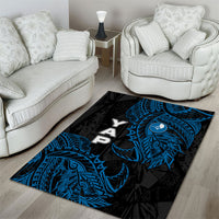 Yap Island Tribal Heritage Area Rug Micronesian Polynesian Tattoo Pattern Blue Black Cultural Art TS04 - Polynesian Pride