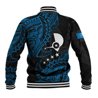 Yap Island Tribal Heritage Baseball Jacket Micronesian Polynesian Tattoo Pattern Blue Black Cultural Art TS04 - Polynesian Pride