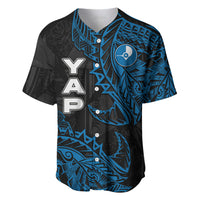 Yap Island Tribal Heritage Baseball Jersey Micronesian Polynesian Tattoo Pattern Blue Black Cultural Art TS04 Black Blue - Polynesian Pride