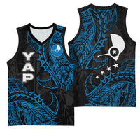 Yap Island Tribal Heritage Basketball Jersey Micronesian Polynesian Tattoo Pattern Blue Black Cultural Art TS04 - Polynesian Pride
