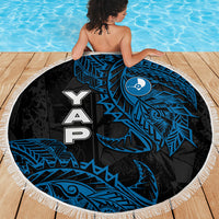 Yap Island Tribal Heritage Beach Blanket Micronesian Polynesian Tattoo Pattern Blue Black Cultural Art TS04 - Polynesian Pride