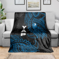 Yap Island Tribal Heritage Blanket Micronesian Polynesian Tattoo Pattern Blue Black Cultural Art TS04 - Polynesian Pride