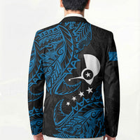 Yap Island Tribal Heritage Blazer Micronesian Polynesian Tattoo Pattern Blue Black Cultural Art TS04 - Polynesian Pride