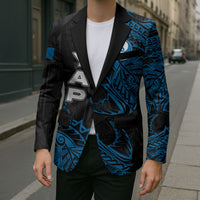 Yap Island Tribal Heritage Blazer Micronesian Polynesian Tattoo Pattern Blue Black Cultural Art TS04 - Polynesian Pride